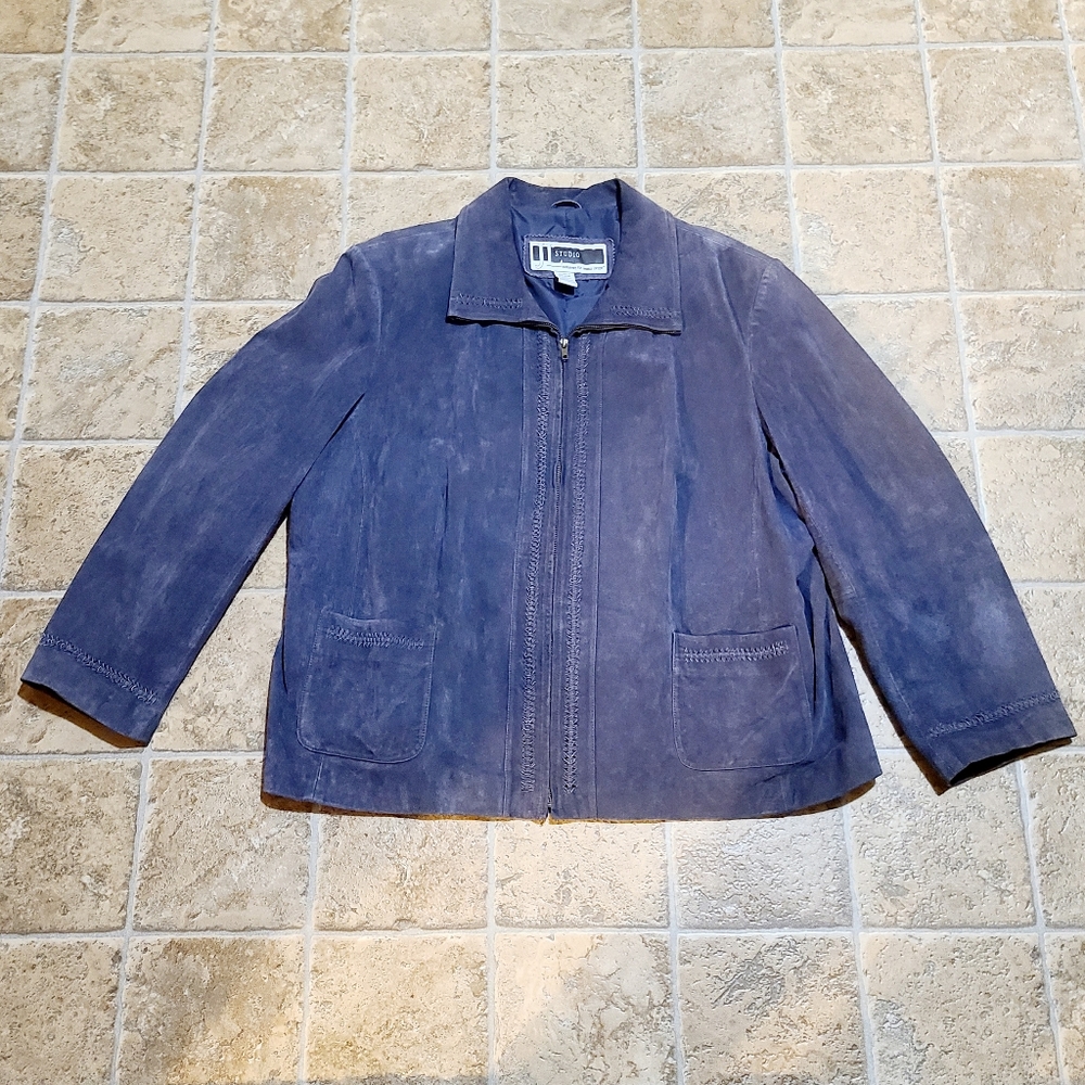 L Studio Womens Gray Leather Jacket